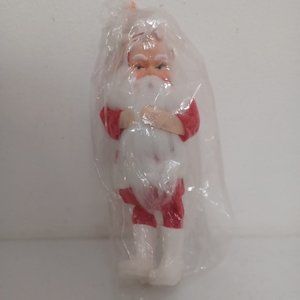 Red Felt Santa with Rubber Face Christmas Ornament Japan 7" Tall Vintage NOS